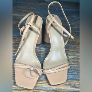 Sam Edelman Block Heels  Kit Faux Patent Leather Nude Blush Size US10M EUR40